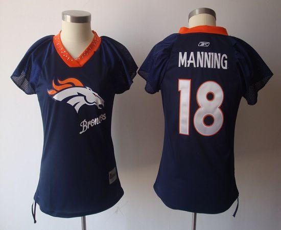 Broncos #18 Peyton Manning Blue 2011 Women's Fem Fan Stitched NFL Jersey